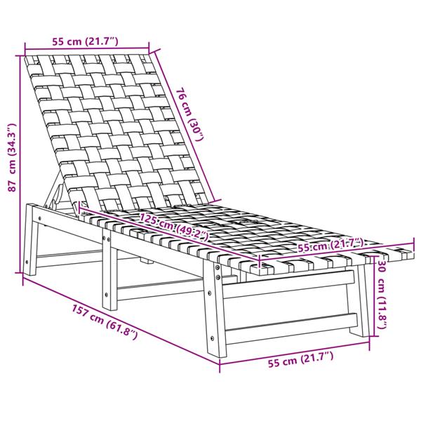 Grote foto vidaxl ligbedden 2 st met tafel massief acaciahout donkerblauw tuin en terras tuinmeubelen