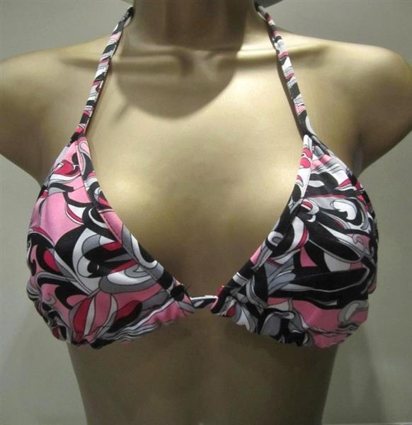 Grote foto donkerroze bikini top met grijs en zwart kleding dames badmode en zwemkleding