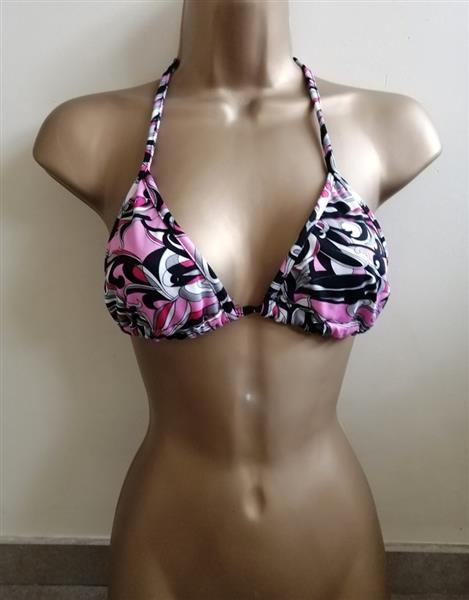 Grote foto donkerroze bikini top met grijs en zwart kleding dames badmode en zwemkleding