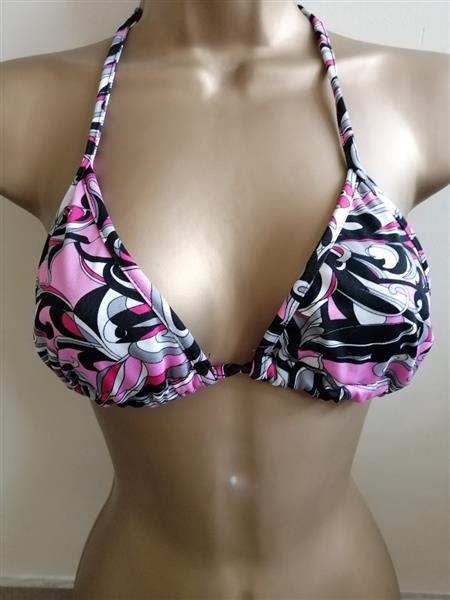 Grote foto donkerroze bikini top met grijs en zwart kleding dames badmode en zwemkleding