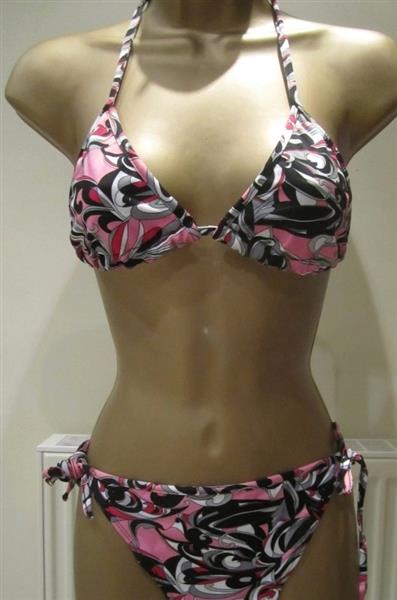 Grote foto donkerroze bikini top met grijs en zwart kleding dames badmode en zwemkleding