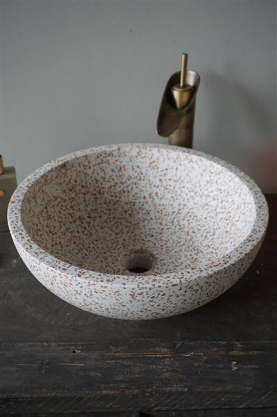 Grote foto waskom terrazzo bruin beige 40 x h15 cm huis en inrichting complete badkamers