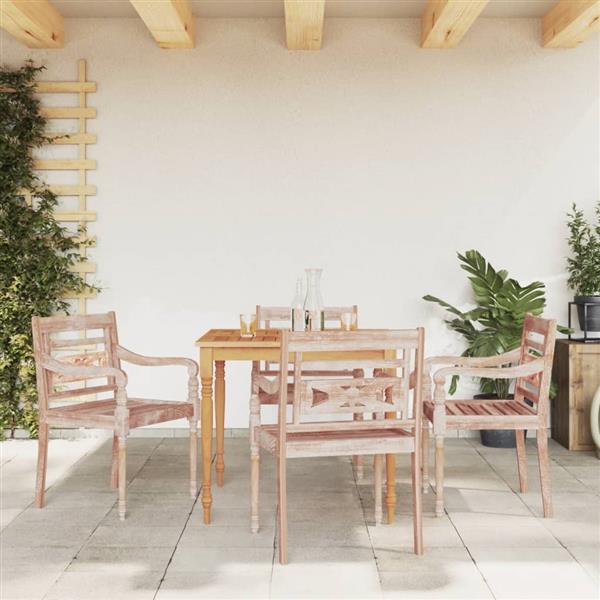 Grote foto vidaxl stoelen batavia 4 st massief teakhout whitewash tuin en terras tuinmeubelen