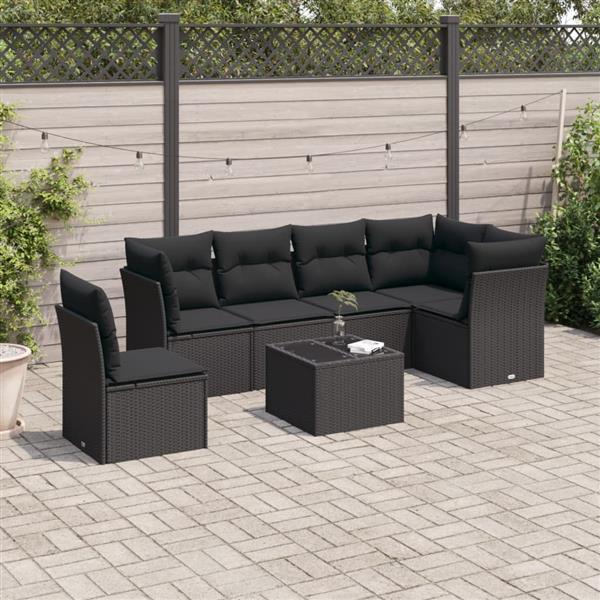 Grote foto vidaxl 6 delige loungeset met kussens poly rattan bruin tuin en terras tuinmeubelen