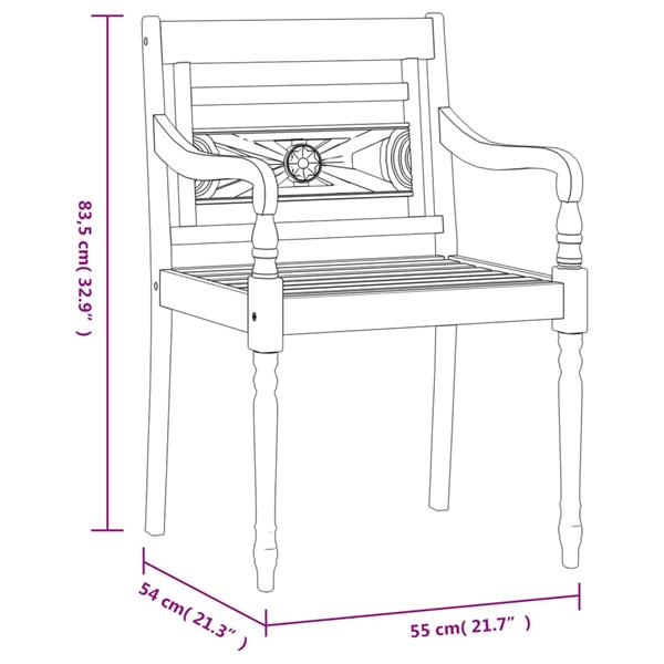 Grote foto vidaxl stoelen batavia 4 st massief teakhout whitewash tuin en terras tuinmeubelen