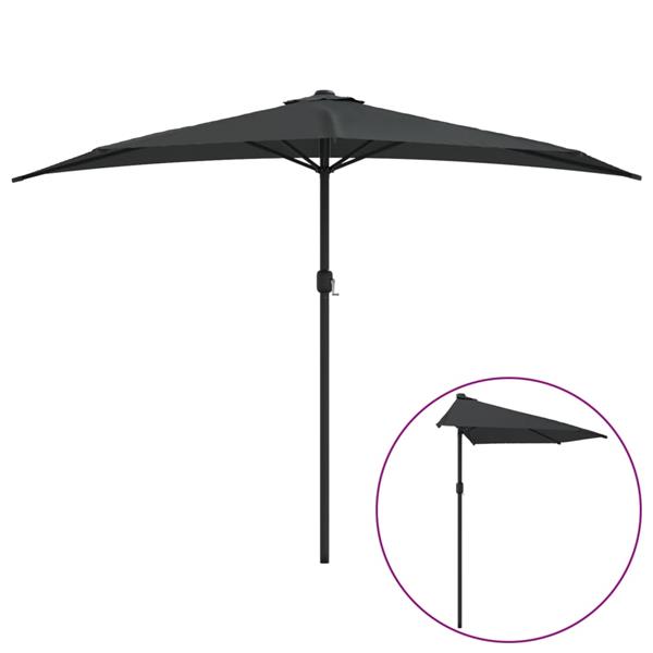 Grote foto vidaxl balkonparasol half met aluminium paal 300x155 cm antraciet tuin en terras overige tuin en terras