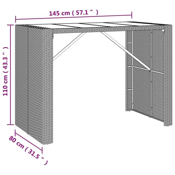 Grote foto vidaxl 7 delige tuinbarset poly rattan en massief acaciahout zwart tuin en terras tuinmeubelen