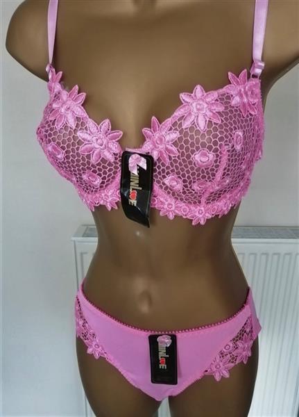 Grote foto chique fuchsia roze bh met slip voor d cups kleding dames ondergoed en lingerie