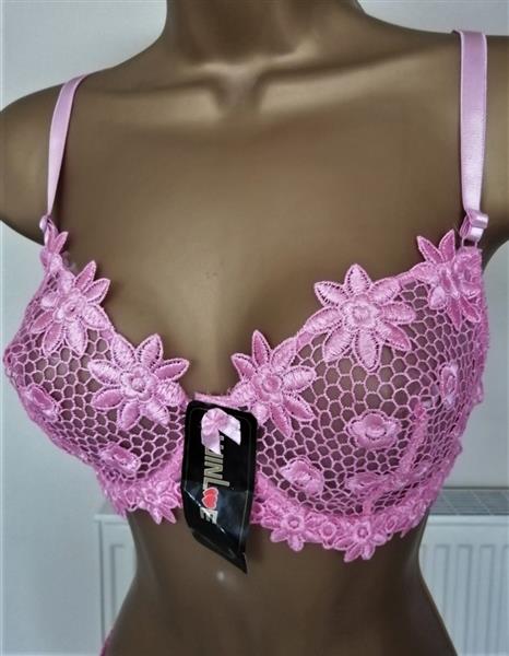 Grote foto chique fuchsia roze bh met slip voor d cups kleding dames ondergoed en lingerie