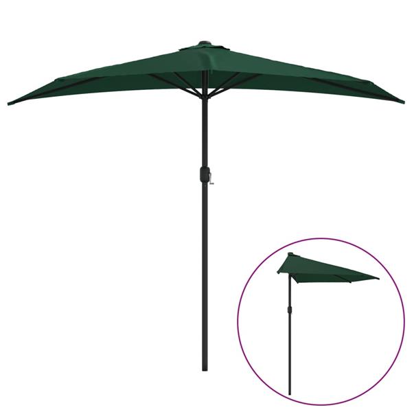 Grote foto vidaxl balkonparasol half met aluminium paal 270x144 cm groen tuin en terras overige tuin en terras