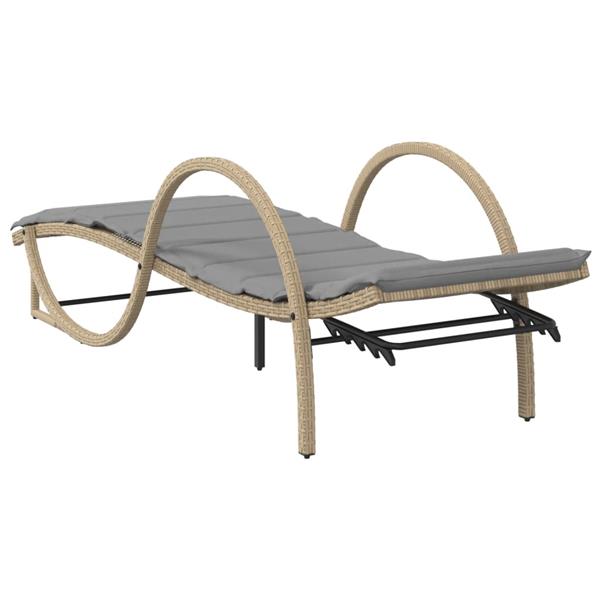 Grote foto vidaxl ligstoelen 2 st met kussens poly rattan beige tuin en terras tuinmeubelen