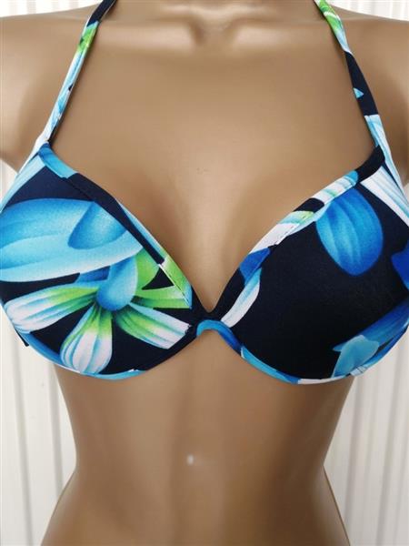 Grote foto voorgevormde bikini in blauwe tinten pareo kleding dames badmode en zwemkleding