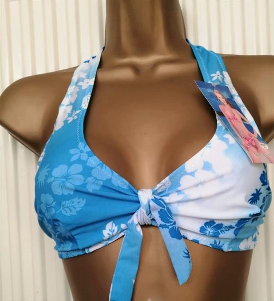 Grote foto mooie bikini in blauwe tinten met pareo kleding dames badmode en zwemkleding