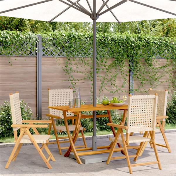 Grote foto vidaxl tuinstoelen 4 st verstelbaar poly rattan en massief hout beige tuin en terras tuinmeubelen