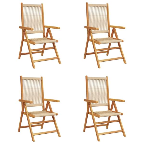 Grote foto vidaxl tuinstoelen 4 st verstelbaar massief acaciahout beige tuin en terras tuinmeubelen