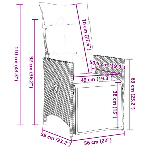 Grote foto vidaxl 3 delige bistroset met kussens poly rattan zwart tuin en terras tuinmeubelen