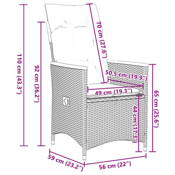 Grote foto vidaxl 3 delige bistroset met kussens poly rattan zwart tuin en terras tuinmeubelen