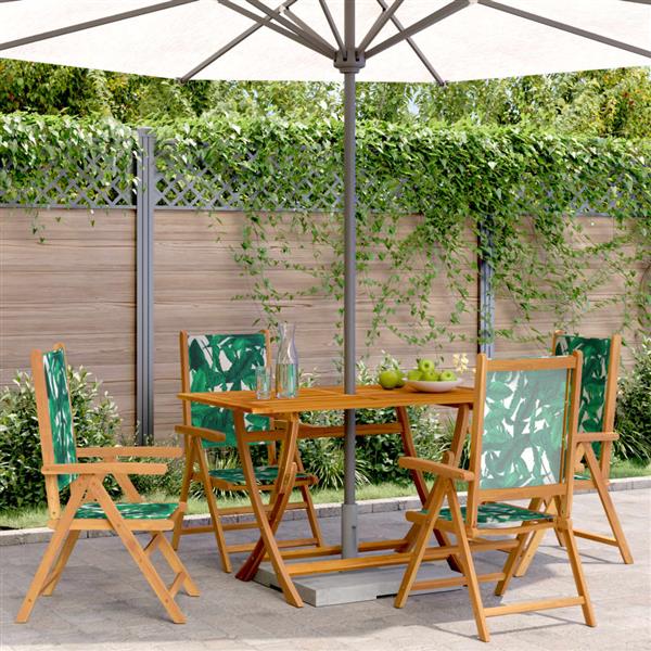 Grote foto vidaxl tuinstoelen 4 st verstelbaar massief hout en stof groen tuin en terras tuinmeubelen