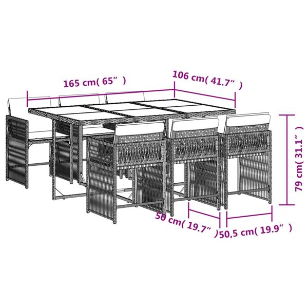 Grote foto vidaxl 7 delige tuinset met kussens poly rattan zwart tuin en terras tuinmeubelen