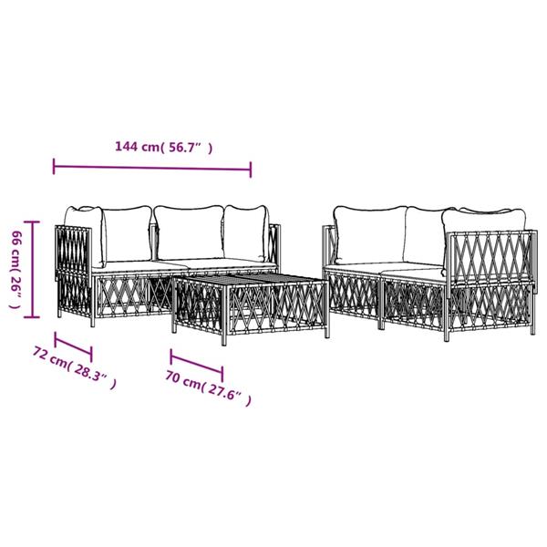 Grote foto vidaxl 5 delige loungeset met kussens staal antracietkleurig tuin en terras tuinmeubelen