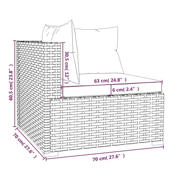 Grote foto vidaxl 5 delige loungeset met kussens poly rattan grijs tuin en terras tuinmeubelen