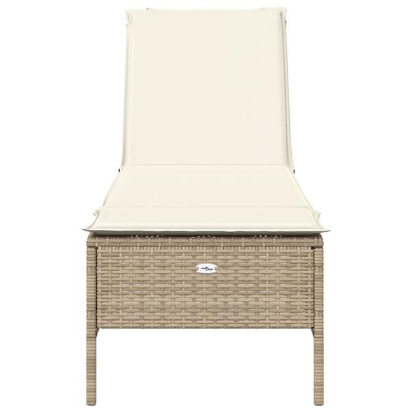 Grote foto vidaxl ligbed met kussen poly rattan beige tuin en terras tuinmeubelen