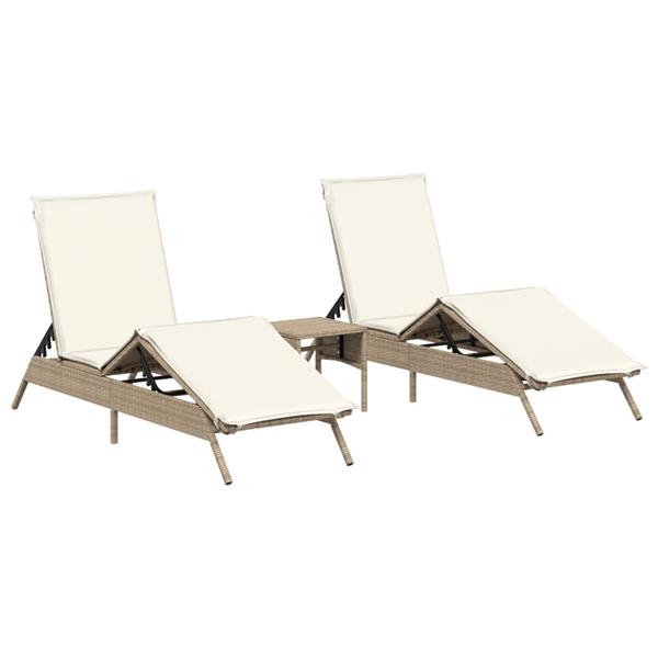 Grote foto vidaxl ligstoelen 2 st met tafel poly rattan beige tuin en terras tuinmeubelen