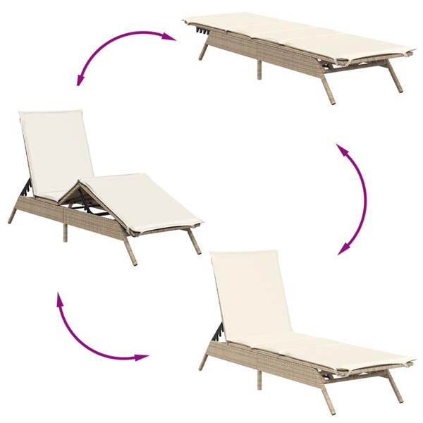 Grote foto vidaxl ligstoelen 2 st met tafel poly rattan beige tuin en terras tuinmeubelen