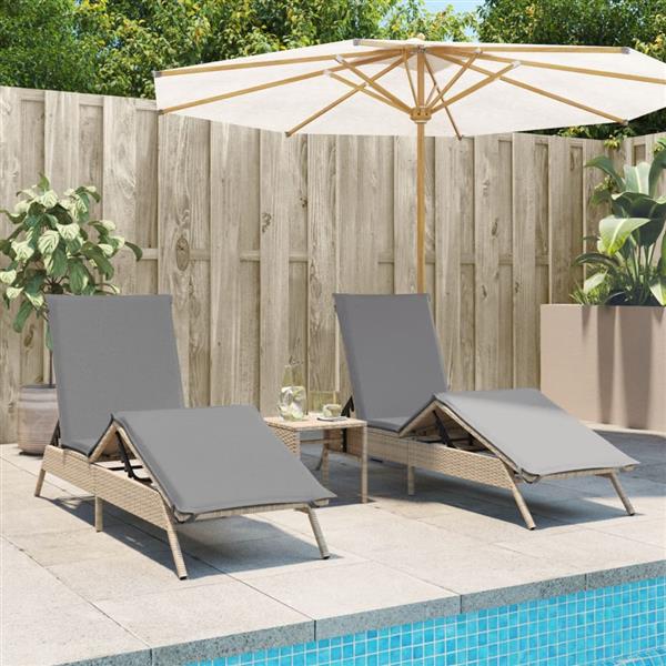 Grote foto vidaxl ligstoelen 2 st met tafel poly rattan beige tuin en terras tuinmeubelen