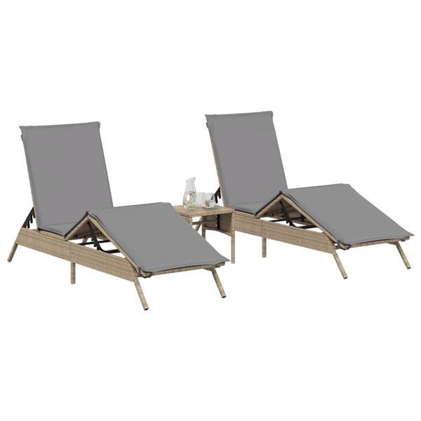 Grote foto vidaxl ligstoelen 2 st met tafel poly rattan beige tuin en terras tuinmeubelen