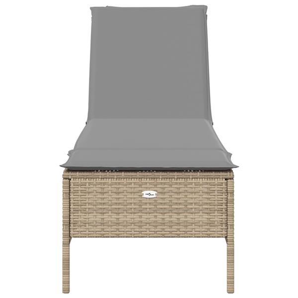 Grote foto vidaxl ligbed met kussen poly rattan beige tuin en terras tuinmeubelen