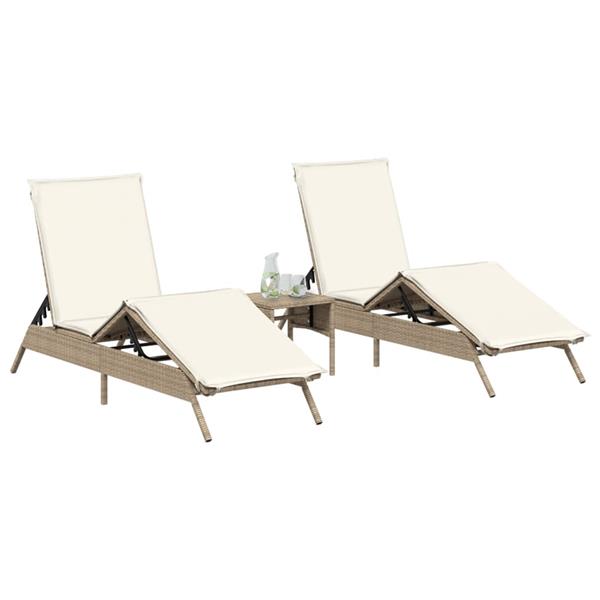 Grote foto vidaxl ligstoelen 2 st met tafel poly rattan beige tuin en terras tuinmeubelen