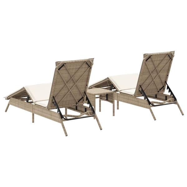 Grote foto vidaxl ligstoelen 2 st met tafel poly rattan beige tuin en terras tuinmeubelen