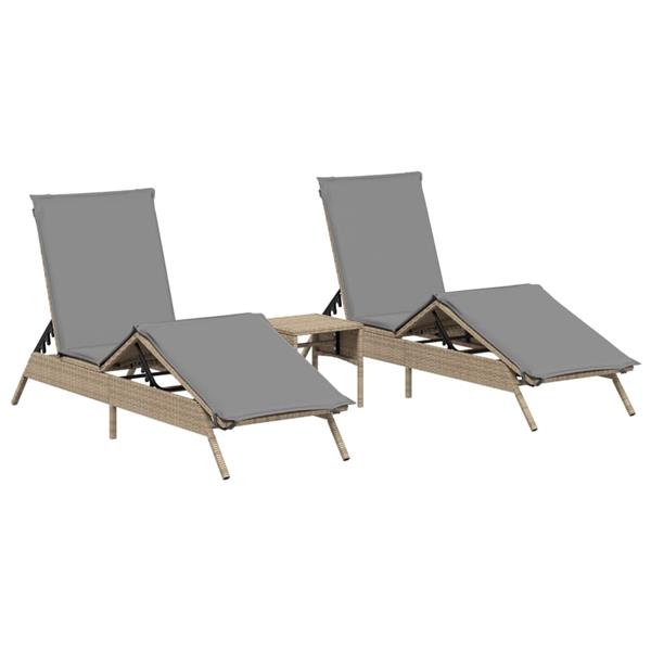 Grote foto vidaxl ligstoelen 2 st met tafel poly rattan beige tuin en terras tuinmeubelen