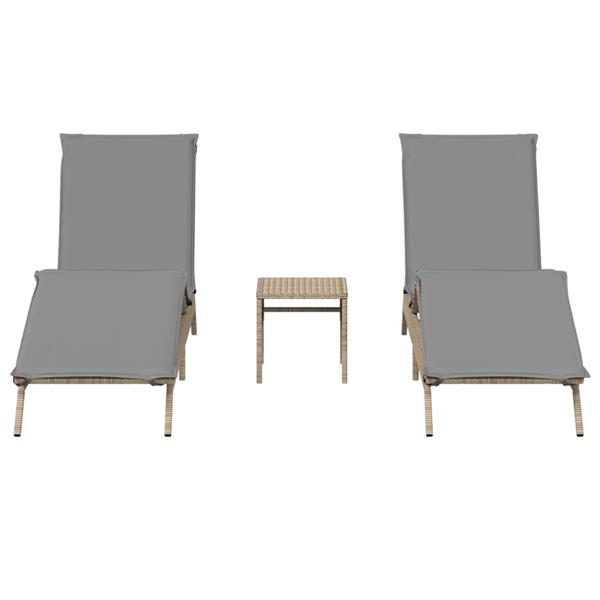 Grote foto vidaxl ligstoelen 2 st met tafel poly rattan beige tuin en terras tuinmeubelen