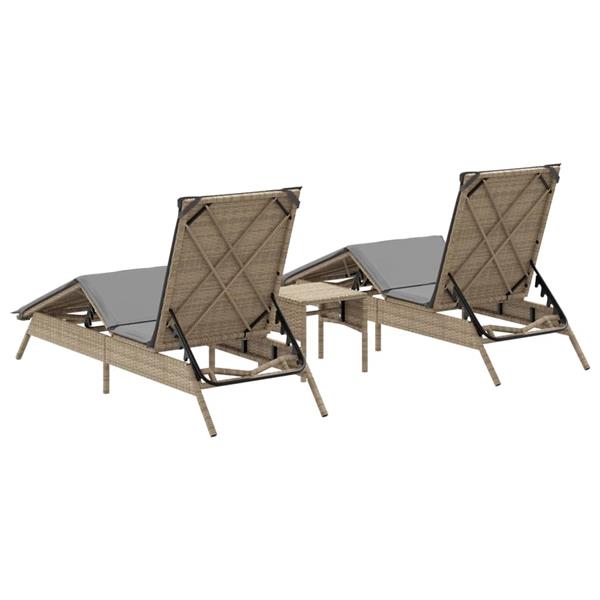 Grote foto vidaxl ligstoelen 2 st met tafel poly rattan beige tuin en terras tuinmeubelen