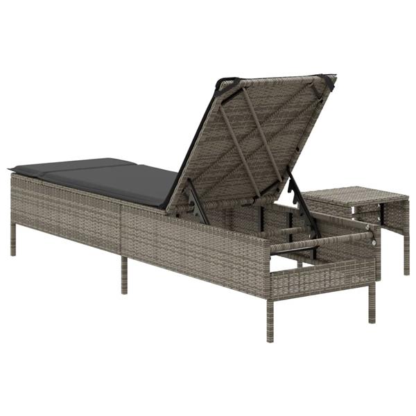 Grote foto vidaxl ligbed met tafel en kussen poly rattan grijs tuin en terras tuinmeubelen