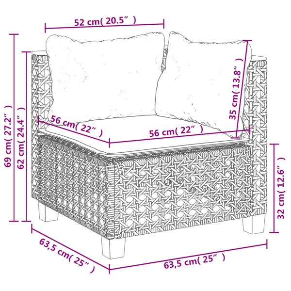 Grote foto vidaxl 4 delige loungeset met kussens poly rattan grijs tuin en terras tuinmeubelen