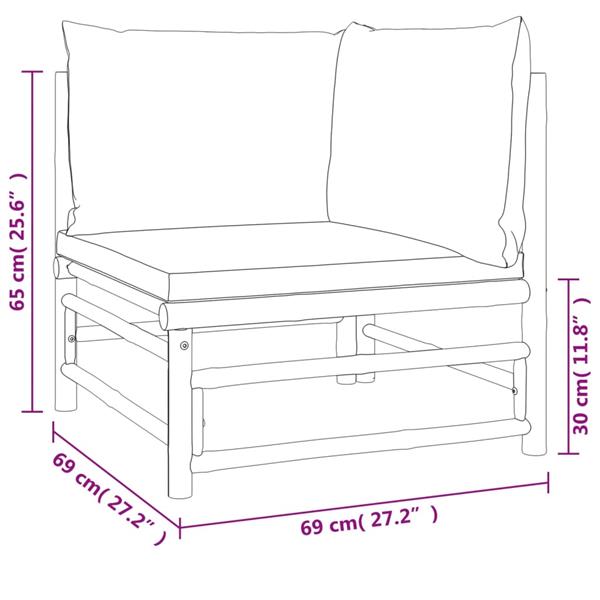 Grote foto vidaxl 5 delige loungeset met kussens bamboe taupe tuin en terras tuinmeubelen