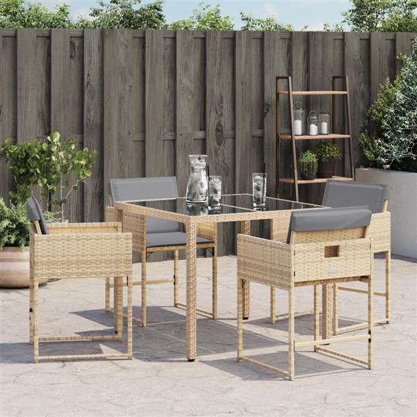 Grote foto vidaxl tuinstoelen 4 st met kussens poly rattan gemengd beige tuin en terras tuinmeubelen