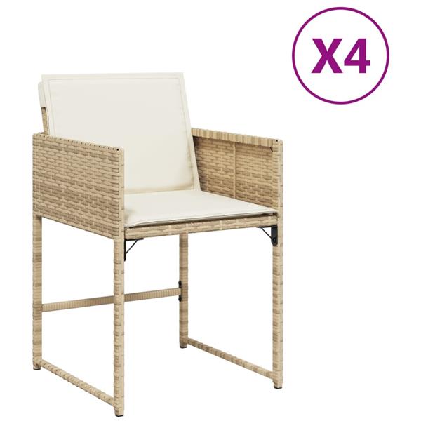 Grote foto vidaxl tuinstoelen 4 st met kussens poly rattan beige tuin en terras tuinmeubelen