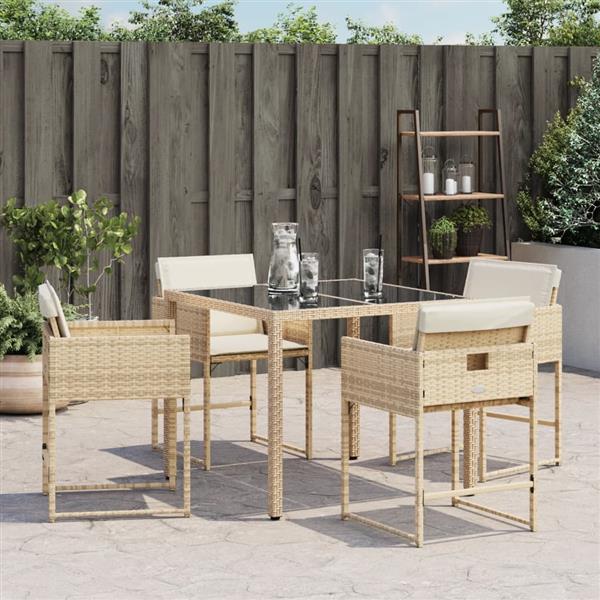 Grote foto vidaxl tuinstoelen 4 st met kussens poly rattan beige tuin en terras tuinmeubelen