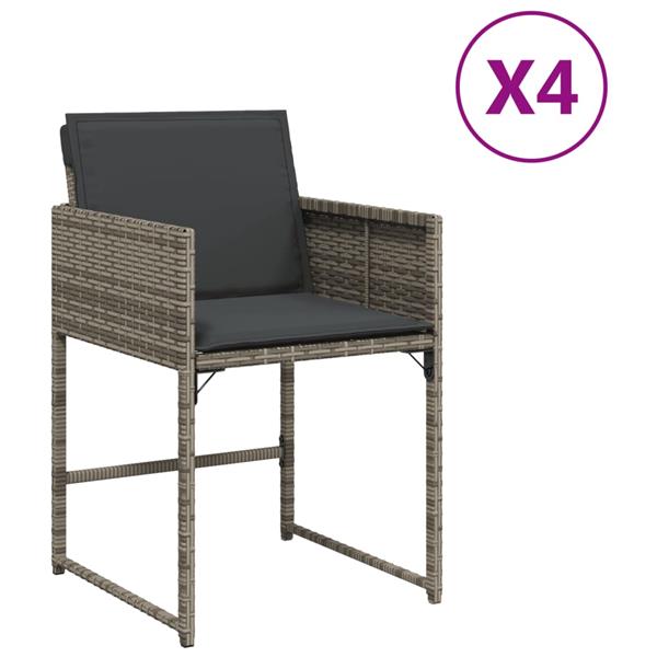 Grote foto vidaxl tuinstoelen 4 st met kussens poly rattan grijs tuin en terras tuinmeubelen