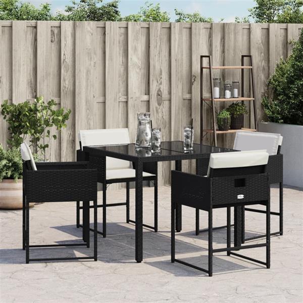 Grote foto vidaxl tuinstoelen 4 st met kussens poly rattan zwart tuin en terras tuinmeubelen