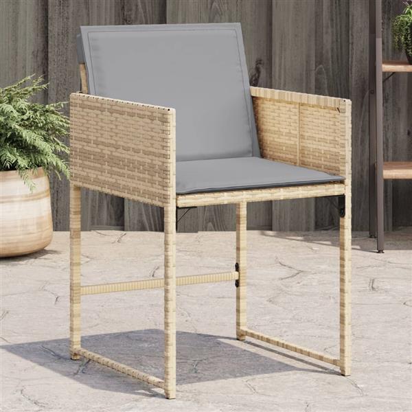 Grote foto vidaxl tuinstoelen 4 st met kussens poly rattan gemengd beige tuin en terras tuinmeubelen