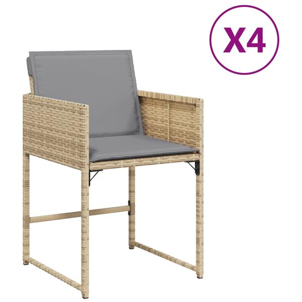 Grote foto vidaxl tuinstoelen 4 st met kussens poly rattan gemengd beige tuin en terras tuinmeubelen