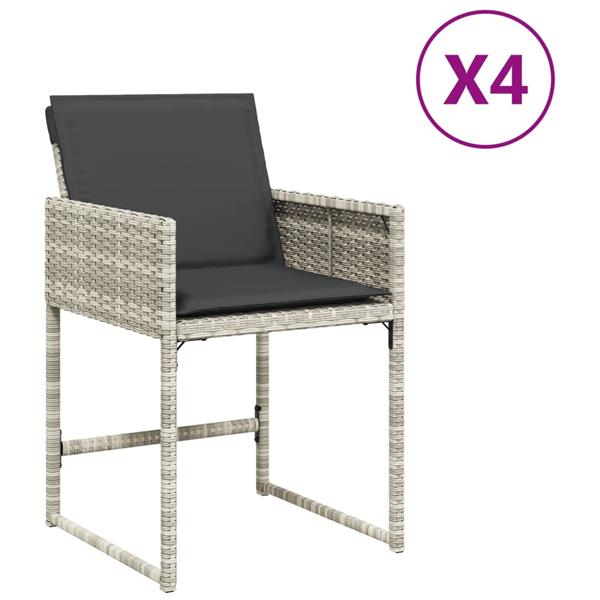 Grote foto vidaxl tuinstoelen 4 st met kussens poly rattan lichtgrijs tuin en terras tuinmeubelen