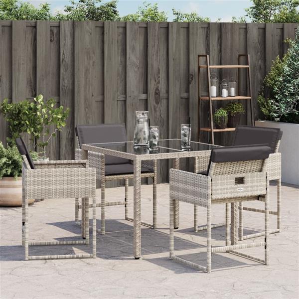 Grote foto vidaxl tuinstoelen 4 st met kussens poly rattan lichtgrijs tuin en terras tuinmeubelen