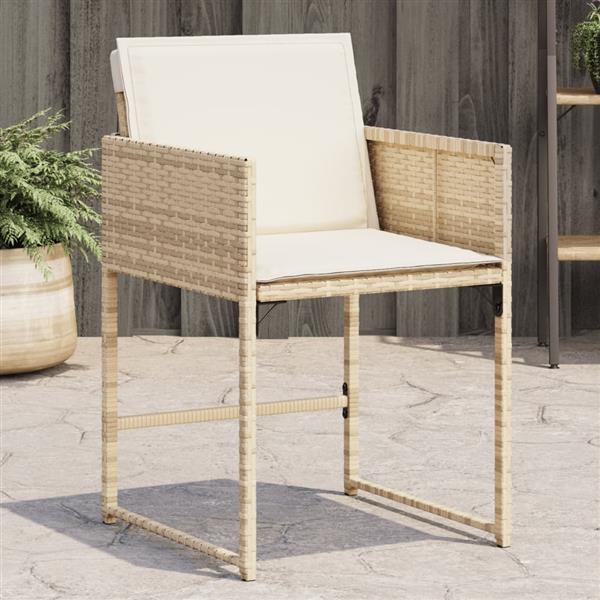 Grote foto vidaxl tuinstoelen 4 st met kussens poly rattan beige tuin en terras tuinmeubelen