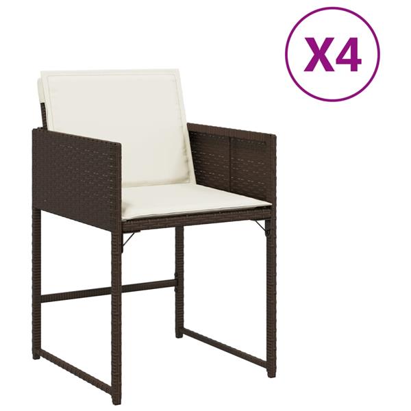 Grote foto vidaxl tuinstoelen 4 st met kussens poly rattan bruin tuin en terras tuinmeubelen